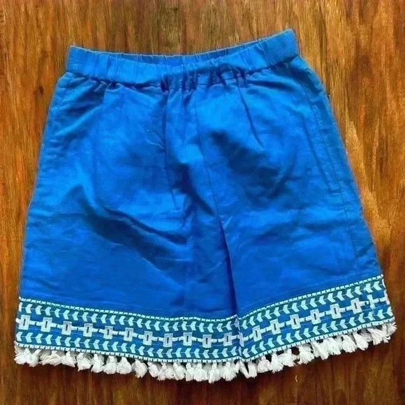J Crew Women’s Size XXS Blue and White Skirt With Tassels and Embroidery - Picture 1 of 5